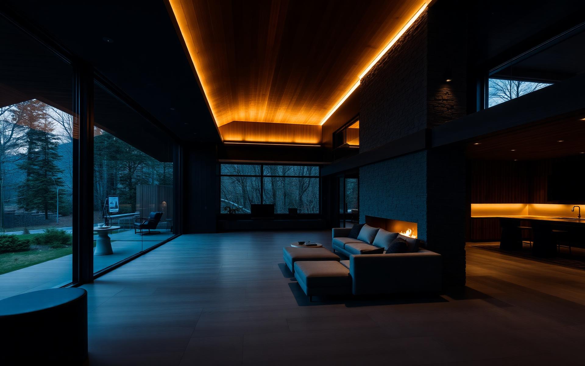 Private residence at twilight